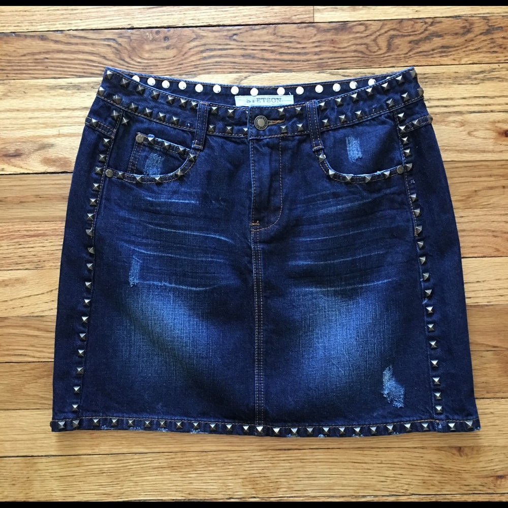 Stetson Ladies Denim Studded Mini Skirt Size 6